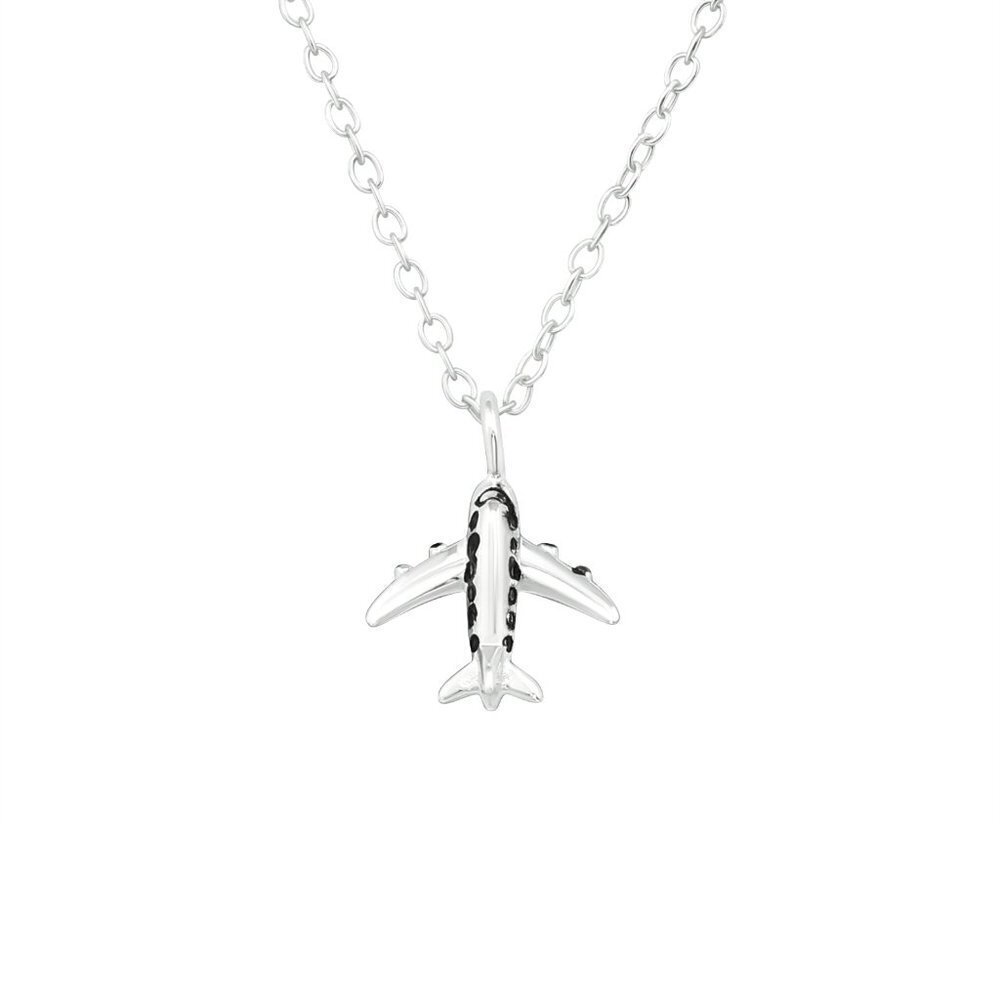 Sterling Silver Airplane Pendant and Necklace